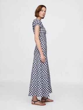 Gap × DÔEN 100% Linen Gingham Midi Dress (M)
